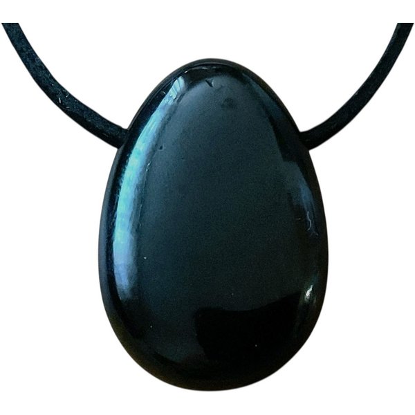 Steinfixx® Amulett Set Edelstein Anhänger aus echtem Turmalin (Schörl) I Tropfenanhänger (AAA-Qualität, 1-tlg., Handarbeit, Brasilien), incl. 80 cm Wildlederban