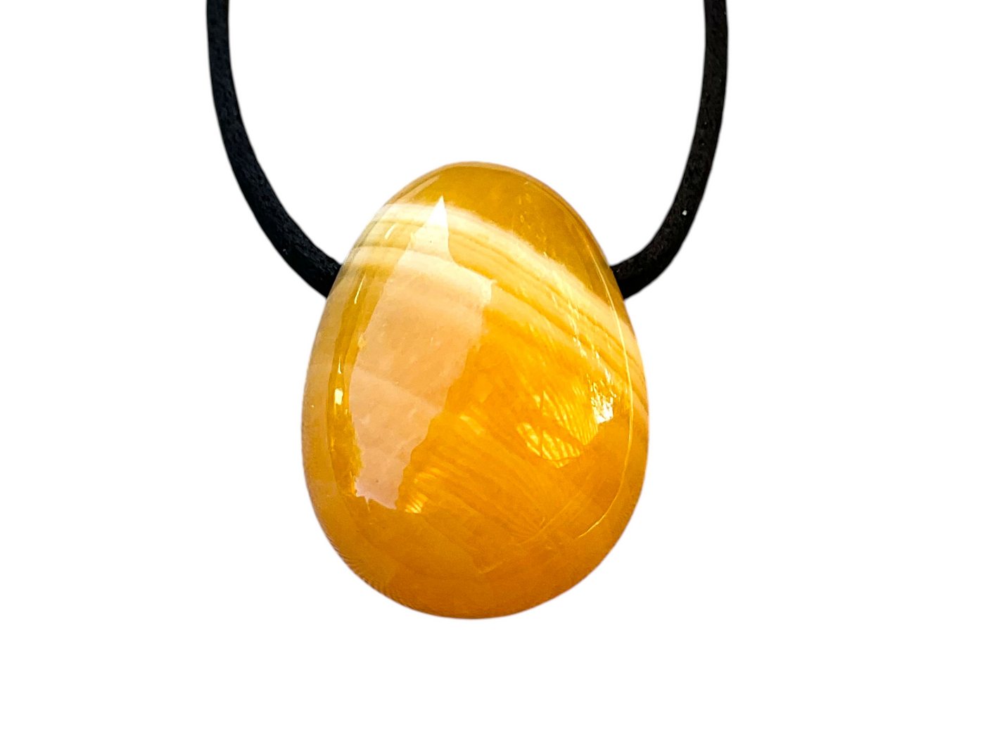 Steinfixx® Amulett Set Edelstein Anhänger aus echtem Orangencalcit I Tropfenanhänger (30x20mm, 1-tlg., meisterhaft poliert, Mexiko), incl. 80 cm Wildlederband u – Bild 4 von 5