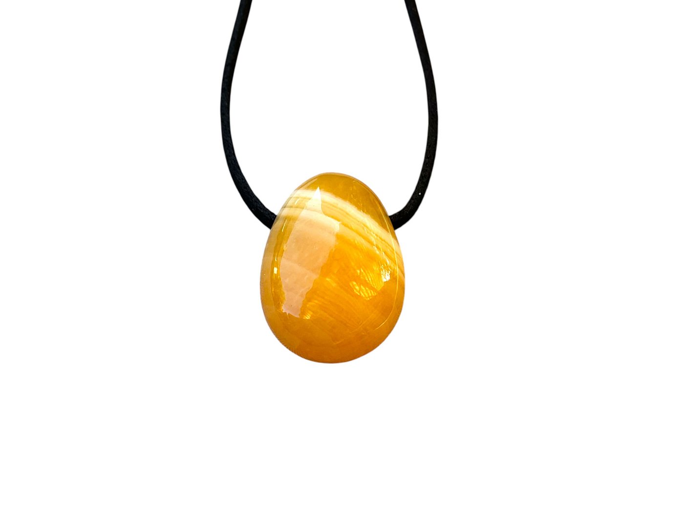 Steinfixx® Amulett Set Edelstein Anhänger aus echtem Orangencalcit I Tropfenanhänger (30x20mm, 1-tlg., meisterhaft poliert, Mexiko), incl. 80 cm Wildlederband u – Bild 5 von 5