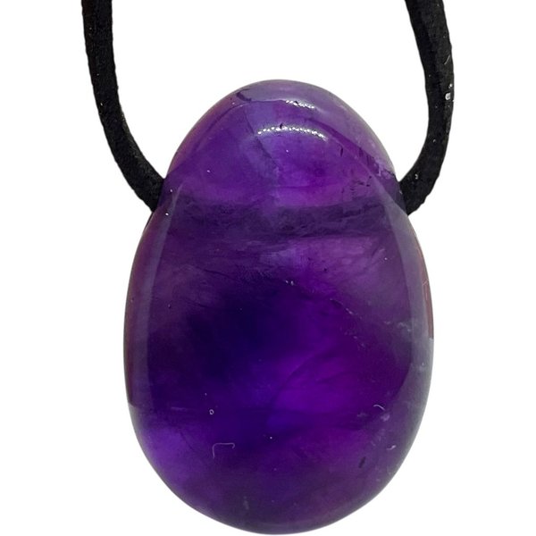 Steinfixx® Amulett Set Edelstein Anhänger aus echtem Amethyst, Tropfenanhänger (AAA-Qualität, 1-tlg., Handarbeit, Brasilien), incl. 80 cm Wildlederband, Geschen