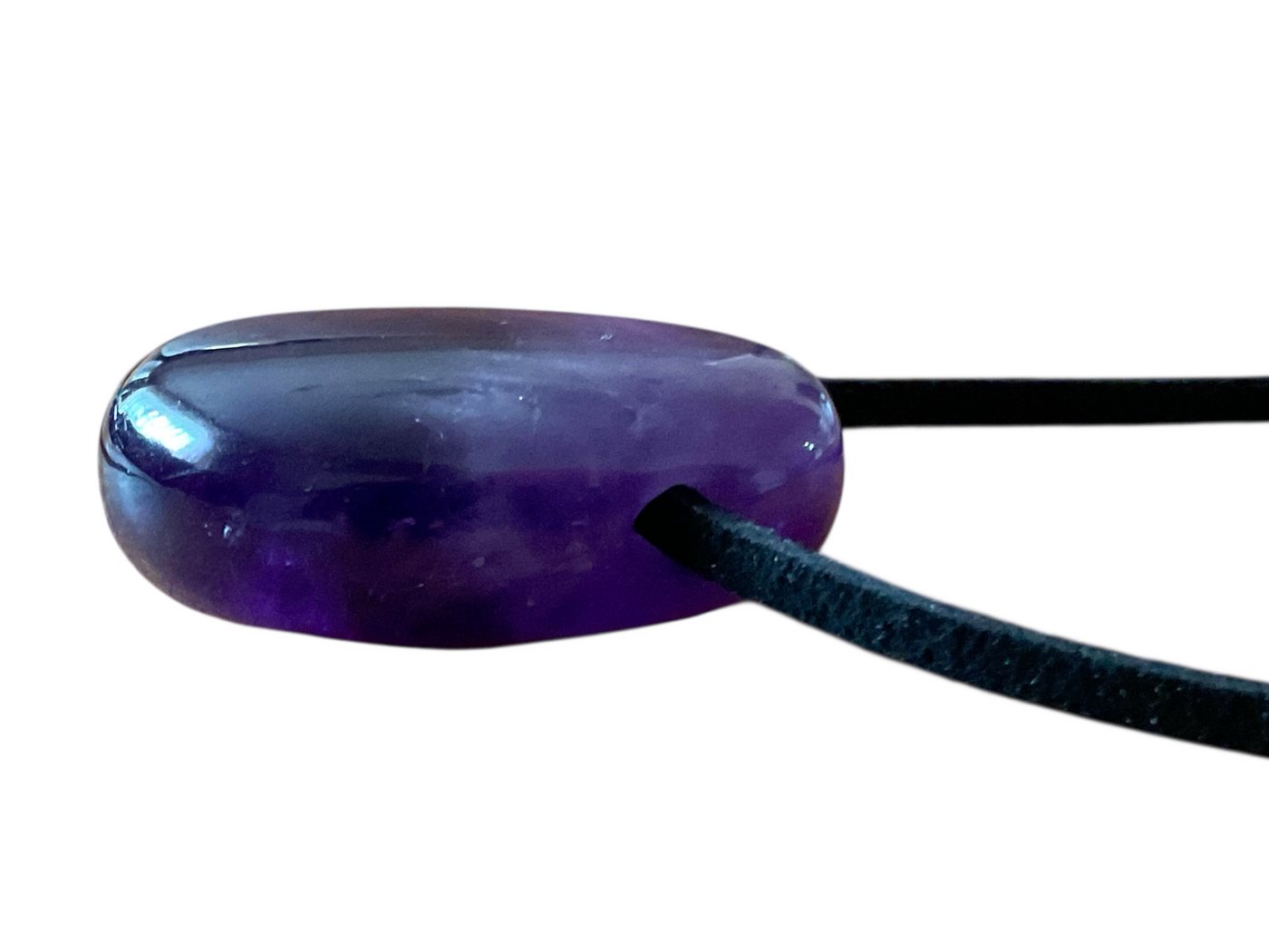 Steinfixx® Amulett Set Edelstein Anhänger aus echtem Amethyst, Tropfenanhänger (AAA-Qualität, 1-tlg., Handarbeit, Brasilien), incl. 80 cm Wildlederband, Geschen – Bild 4 von 5