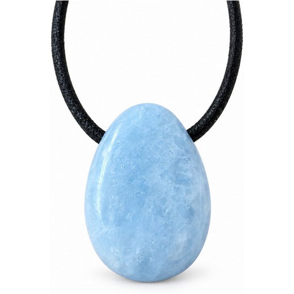 Steinfixx® Amulett Set Edelstein Anhänger aus echtem blauem Calcit, Tropfenanhänger (Blickfang, 1-tlg., Handarbeit, Brasilien), incl. 80 cm Wildlederband, Gesch