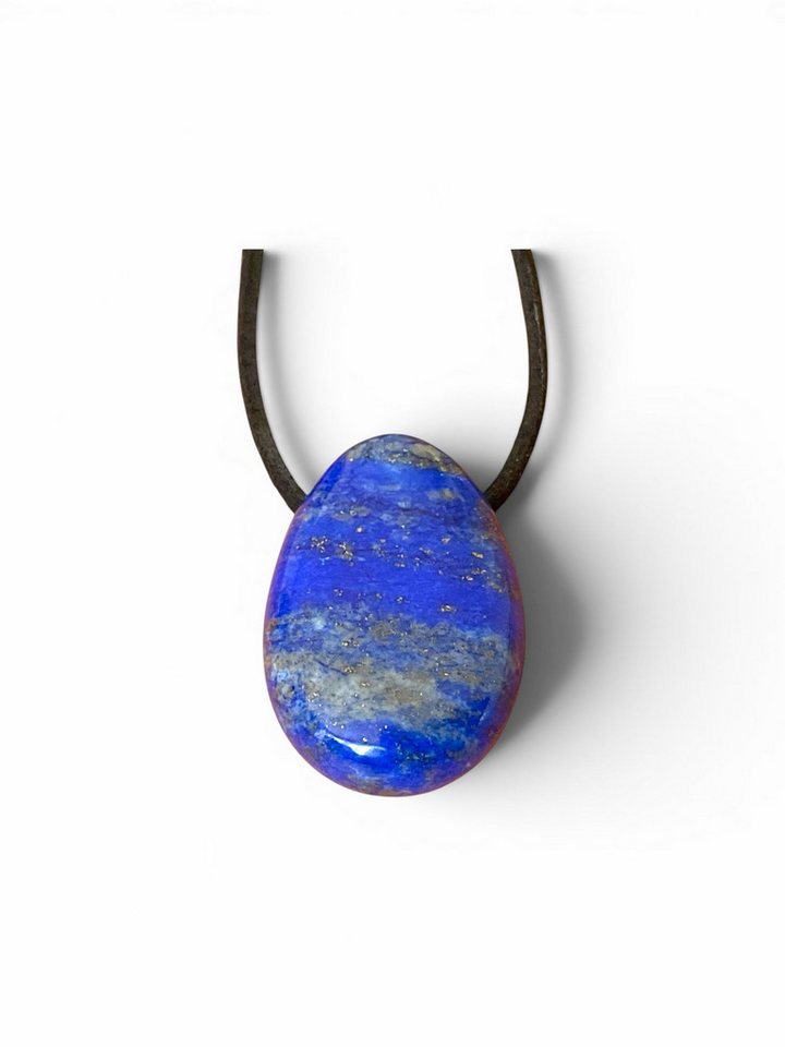 Steinfixx® Amulett Set Edelstein Anhänger aus echtem Lapis Lazuli, Tropfenanhänger (30x20mm, 1-tlg., meisterhaft poliert, Pakistan), incl. 80 cm Wildlederband u – Bild 4 von 5