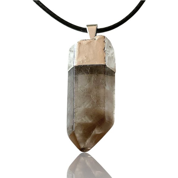 Steinfixx® Amulett Set Rauchquarz Silberanhänger I Edelsteinanhänger (in Samtsäckchen, 1-tlg., Anhänger und Kordelkette), AAA-Qualität aus Brasilien