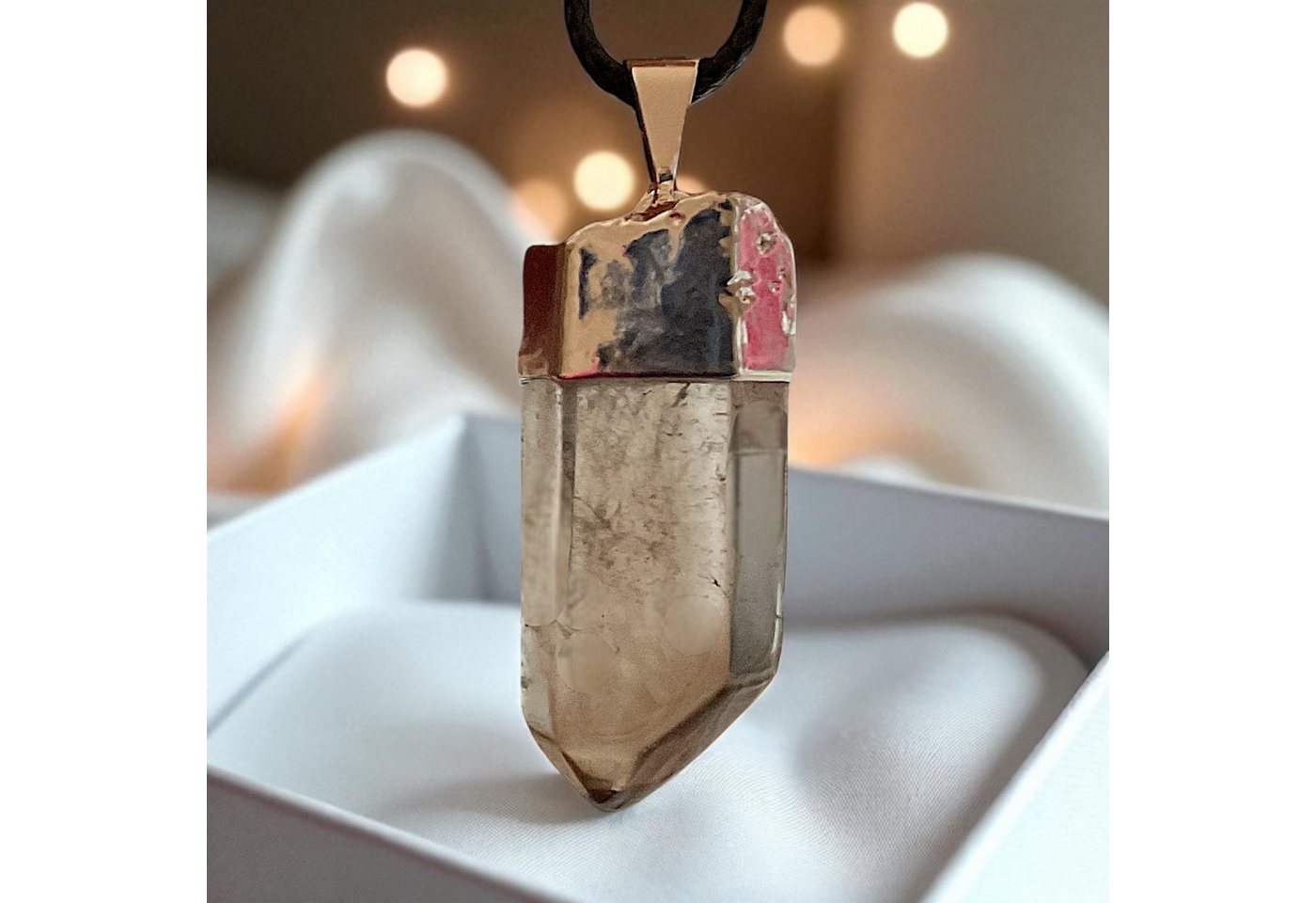 Steinfixx® Amulett Set Rauchquarz Silberanhänger I Edelsteinanhänger (in Samtsäckchen, 1-tlg., Anhänger und Kordelkette), AAA-Qualität aus Brasilien – Bild 4 von 5