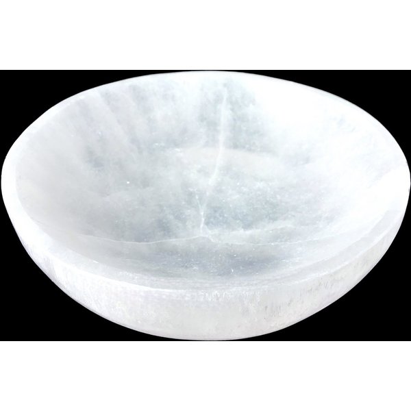 Steinfixx® Dekoschale Selenit Schale Bowl Ø 10cm- ca. 300gr. - Schmuckschale (Marokko, 1 St., Kristall Schale Deko), AAA-Qualität