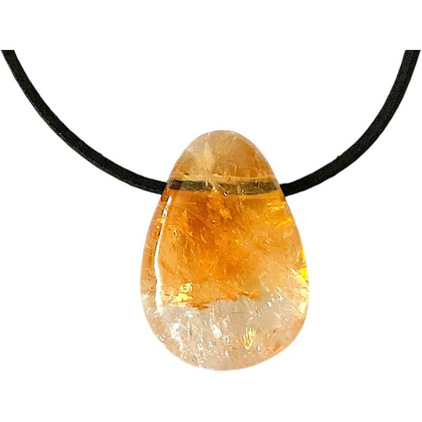 Steinfixx® Edelstein Anhänger aus echtem Citrin, Tropfenanhänger, (absoluter Blickfang, edel, elegant und zeitlos, 1-St., incl. 80 cm Lederband und Geschenkverp