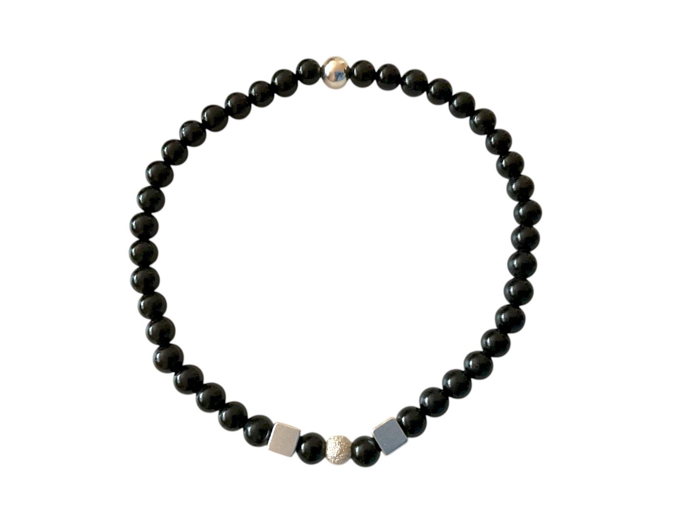 Steinfixx® Perlenarmband schwarzer Turmalin mit 925 Silber, handgefertigt in Deutschland (Lieferung in edler Geschenkbox, AAA-Qualität aus Brasilien), wahlweise – Bild 5 von 5