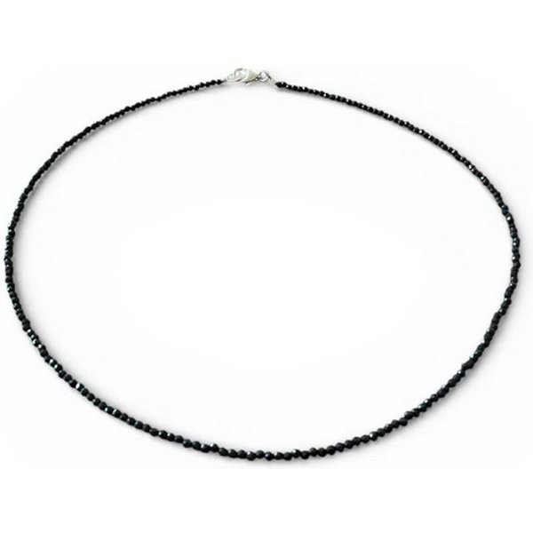 Steinfixx® Perlenkette Turmalin (Schörl) Durchmesser 2mm facettiert in Geschenkbox (Länge 45cm, 1-tlg., incl. Edelsteinkarte), AAA-Qualität aus Brasilien