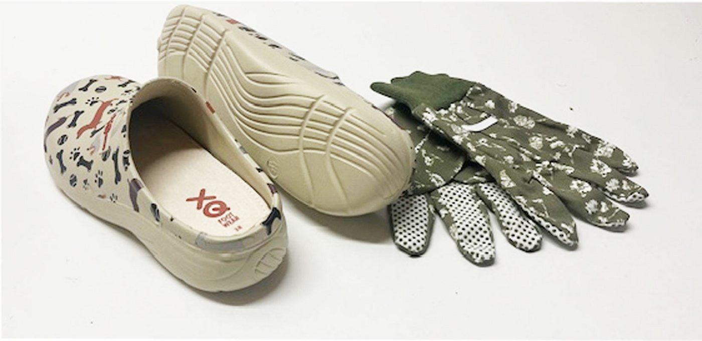 Steinnacher Bärbel Damen Gartenclogs Dackel mit passenden Gartenhandschuhen Clog – Bild 2 von 2