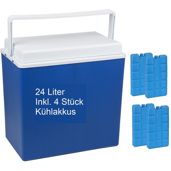 steinwohn Kühlbox 24 Liter oder 10 Liter inkl. Kühlakkus, Outdoor Isolierbox fürs Auto, Camping, Grillen, Strand und Garten