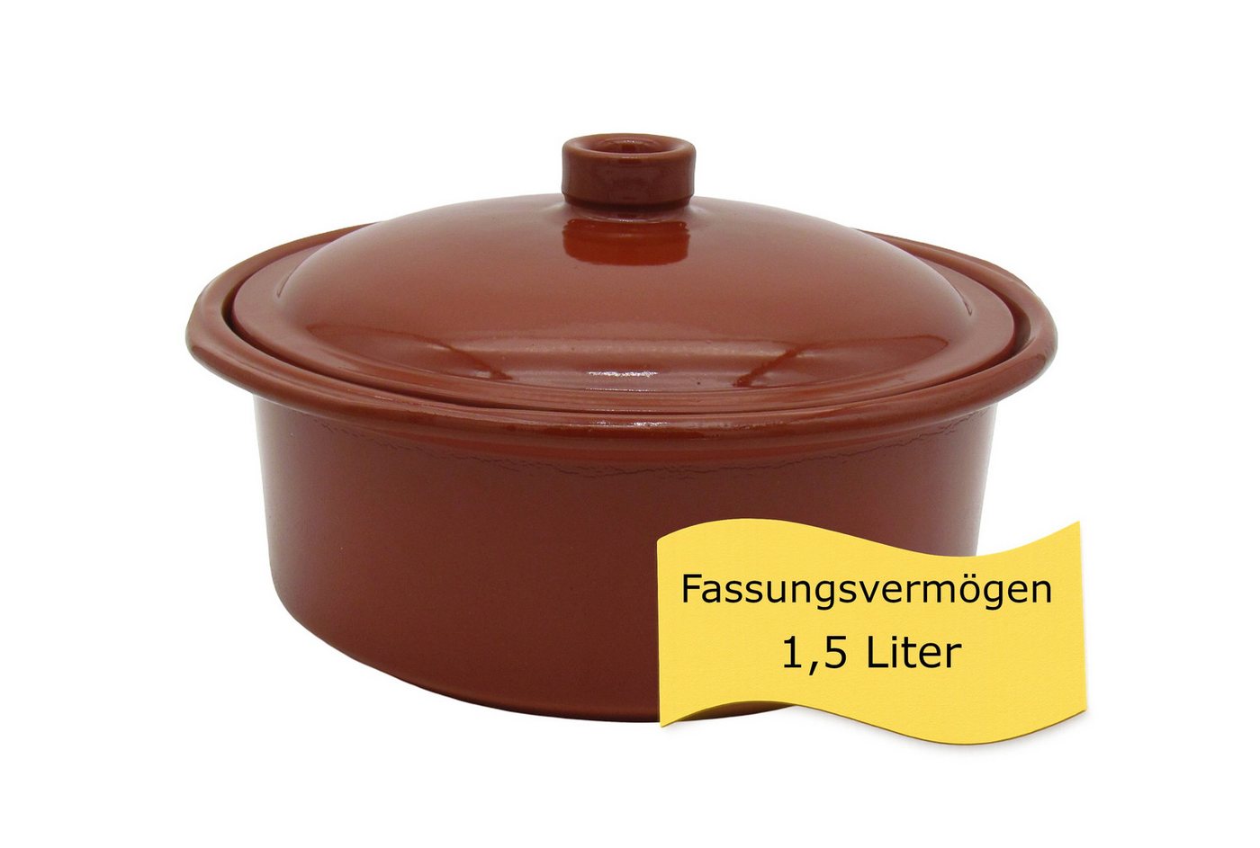 steinwohn Schmortopf Ton-Cocotte mit Deckel - Glasierter Schmortopf, Ton, 4 verschiedene Größen - für Ceran, Gas, Ofen & Grill – Bild 2 von 5