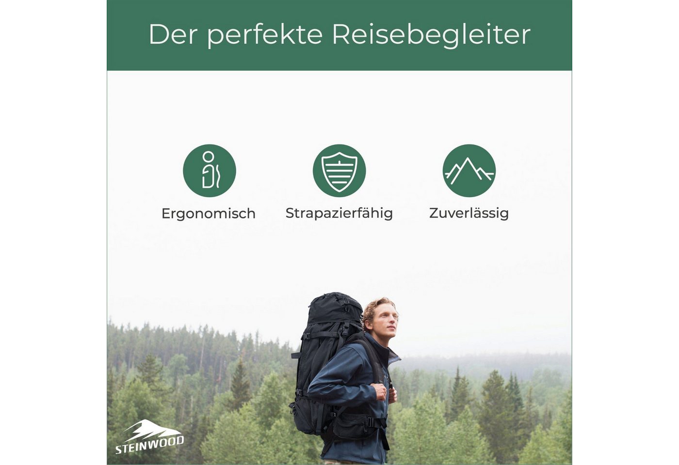 Steinwood Trekkingrucksack 70L, Wanderrucksack, Backpacker-Rucksack, Reiserucksack, wasserabweis… – Bild 2 von 5