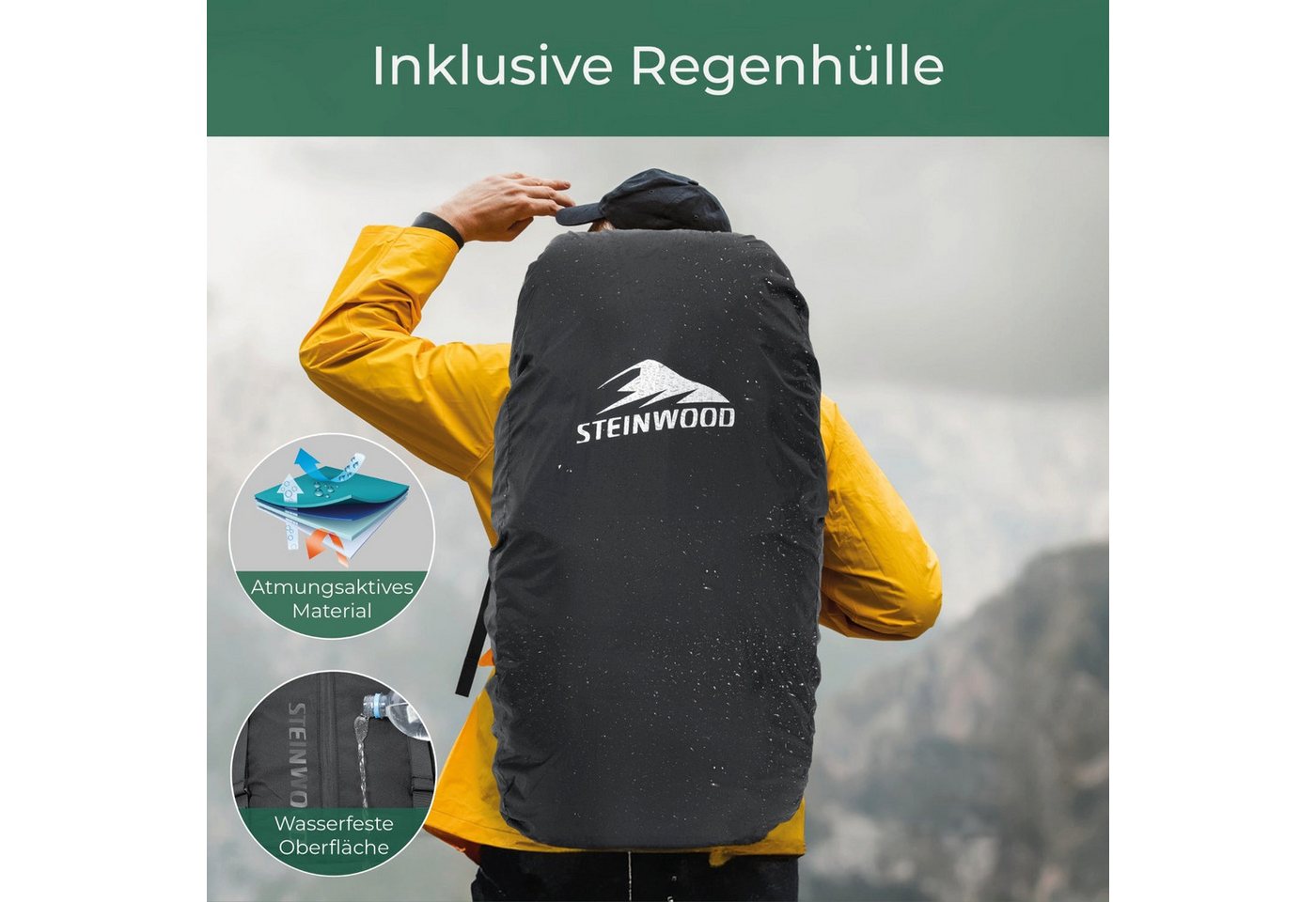 Steinwood Trekkingrucksack 70L, Wanderrucksack, Backpacker-Rucksack, Reiserucksack, wasserabweis… – Bild 3 von 5