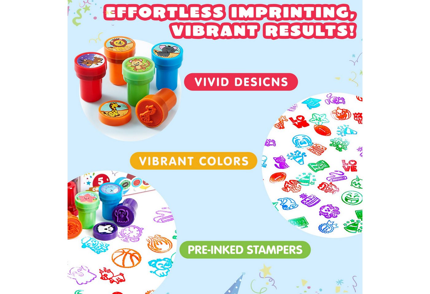 JOYIN Stempel JOYIN 50 Mini-Stempel, 5 Farben, 50 Motive, für Kinder ab 2 J. – Bild 5 von 5