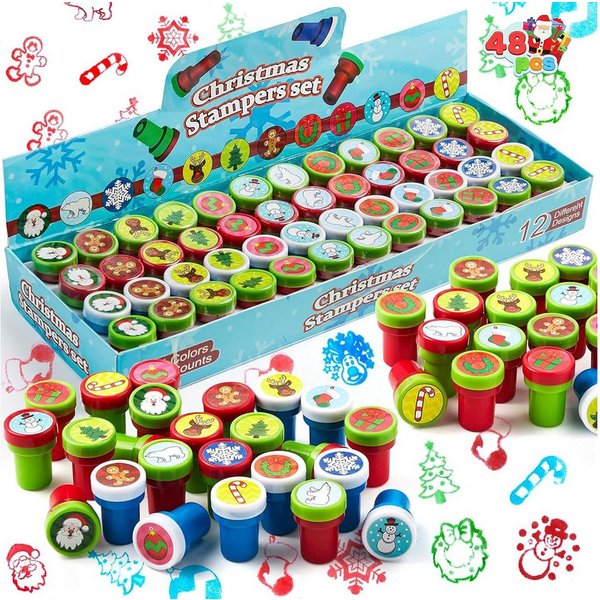 JOYIN Stempel JOYIN Kinder Weihnachtsstempel-Set, 48 Stück 12 Motive
