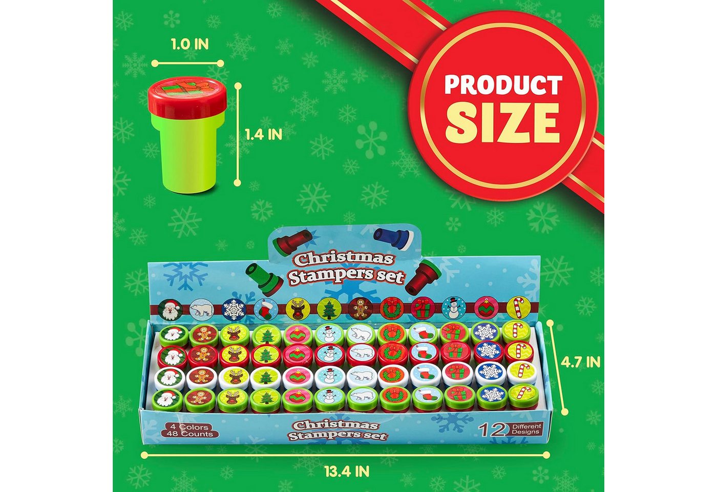 JOYIN Stempel JOYIN Kinder Weihnachtsstempel-Set, 48 Stück 12 Motive – Bild 5 von 5