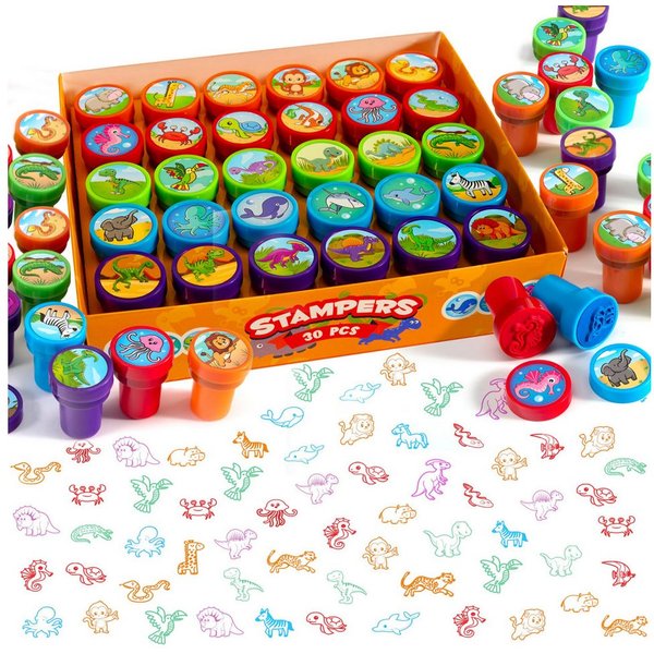 SYNCFUN Stempel SYNCFUN 30 Stempel, 5 Farben, Partytütenfüller & kleine Geschenke