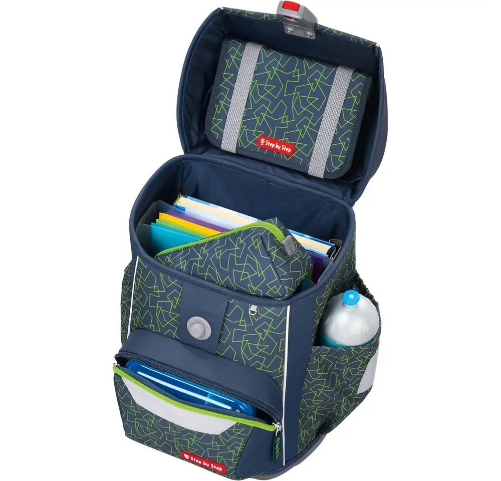 Step by Step Kinderrucksack BASIS Schulranzen-Set „Green Geometric, 4-teilig – Bild 4 von 5