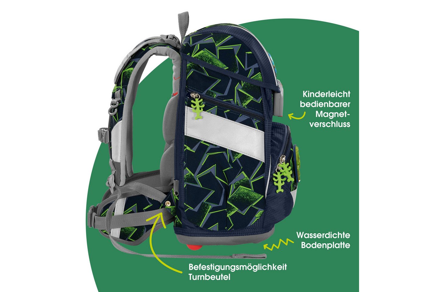 Step by Step Schulranzen 2IN1 PLUS „Wild T-Rex Taro“, 10-teilig, grün (6-teilig, 10-tlg) – Bild 3 von 5