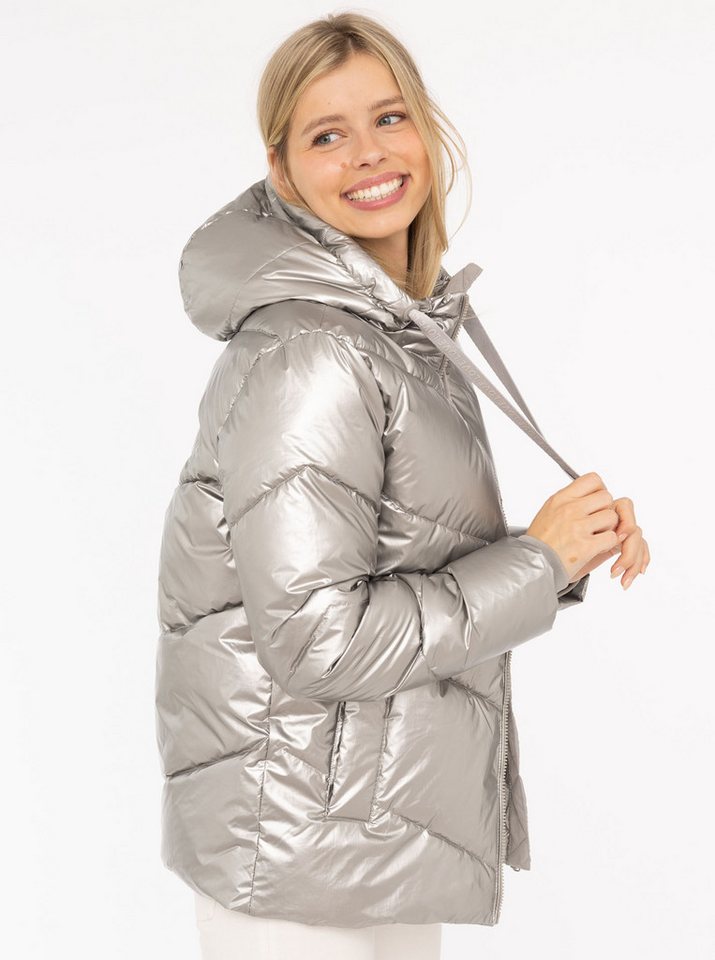 Zwillingsherz Steppjacke "Zwillingsherz" glänzend, Kapuze, Herzchen-Prägung am Rücken – Bild 4 von 5