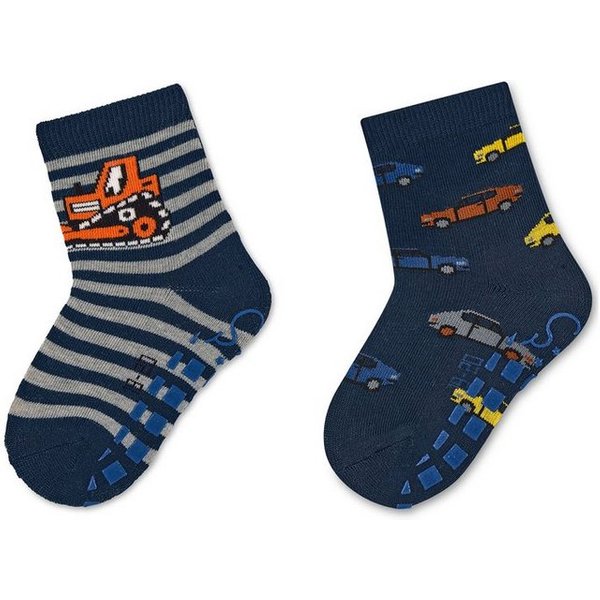 Sterntaler® ABS-Socken ABS Socken 2er-Pack Bagger + Autos (2-Paar, 2er-Pack) ABS-Socken mit Innenfrottee & Anti-Rutsch-Sohle
