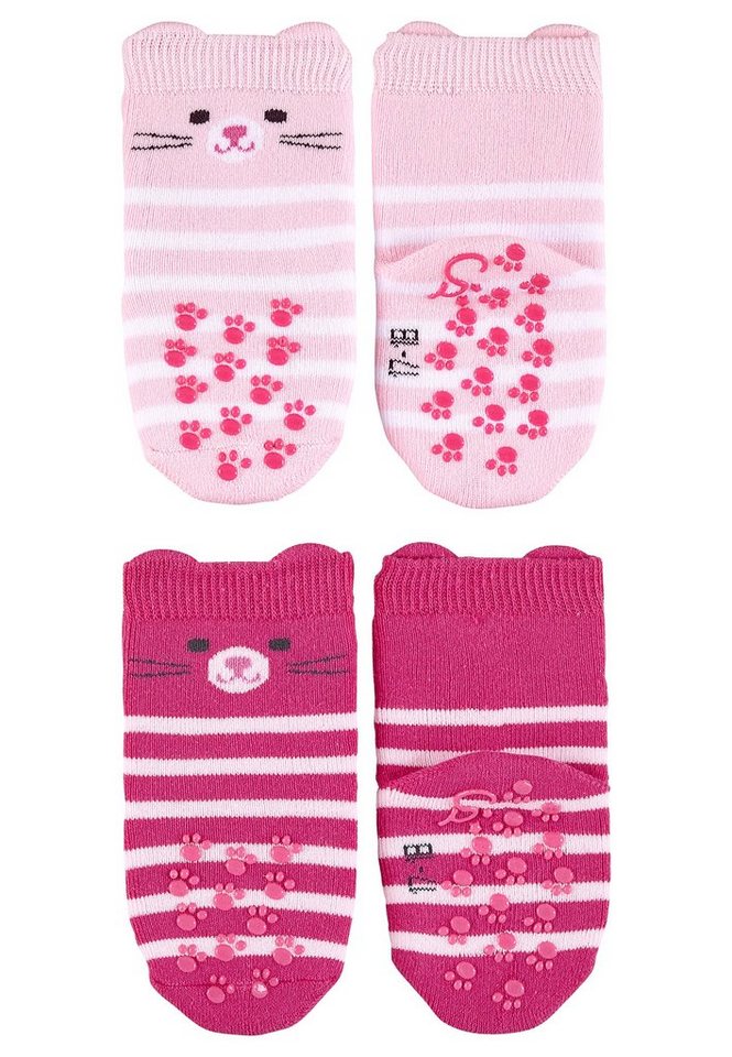 Sterntaler® Basicsocken ABS Krabbelsocken 2er-Pack Katze (2-Paar, 2er-Pack) Krabbelsocken mit Noppen an der Sohle, ABS- Socken mit süßen Motiven – Bild 2 von 5