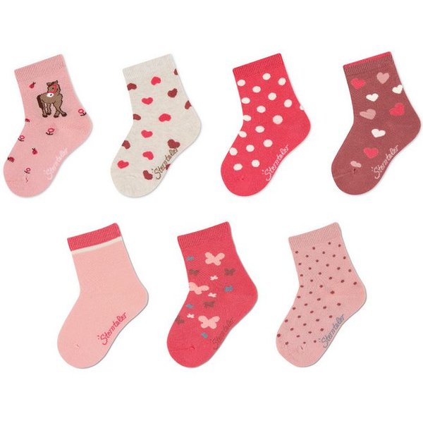 Sterntaler® Feinsöckchen Socken 7er-Box Punkte (7-Paar, 7er-Pack) 7 Paar Mädchensöckchen in Geschenkbox mit süßen Motiven