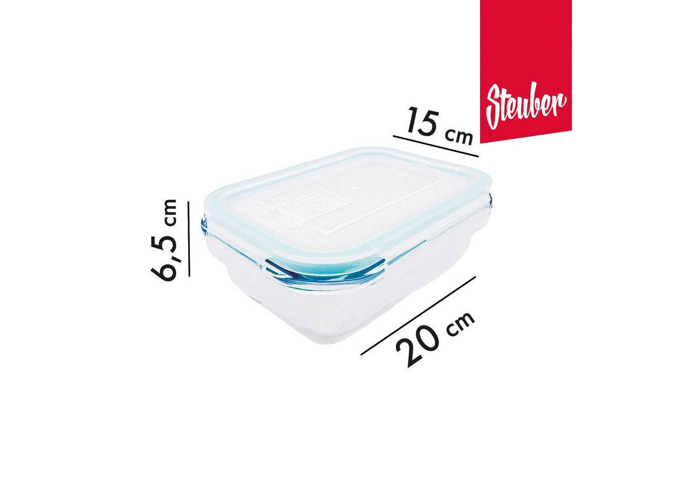 Steuber Frischhaltedose 4er Pack 1000 ml Glasdose mit Mikrowellenventil luft- & wasserdicht, (Spar-Set), gefriertauglich – Bild 3 von 5