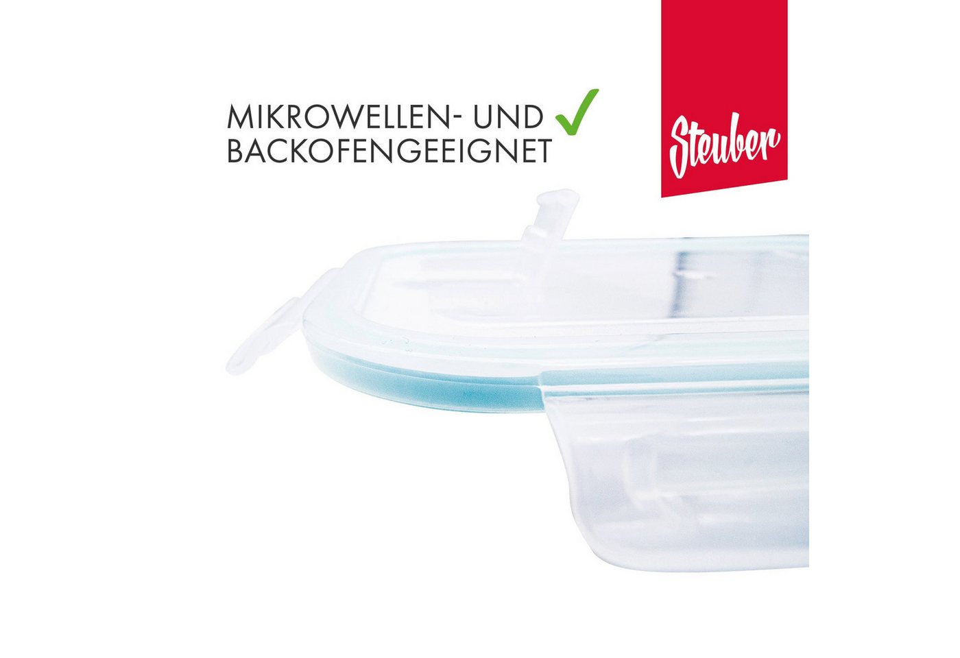 Steuber Frischhaltedose 4er Pack 1000 ml Glasdose mit Mikrowellenventil luft- & wasserdicht, (Spar-Set), gefriertauglich – Bild 5 von 5