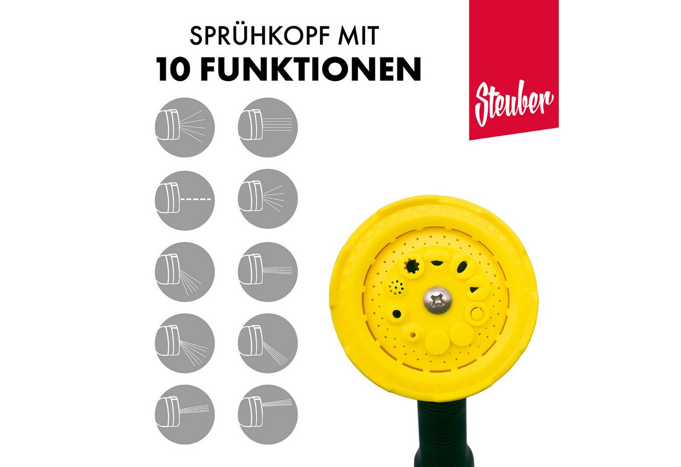 Steuber Gartenschlauch Flexibel, inkl. Sprühkopf und 3-tlg. Adapter-Set, 1/2 Zoll 3-fache Länge durch Wasserzufuhr – Bild 3 von 5