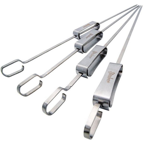 Steuber Grillspieß 4er Set Grillspieße 40 cm Schaschlikspieße mit Schieber (4er Set Grillspieße)