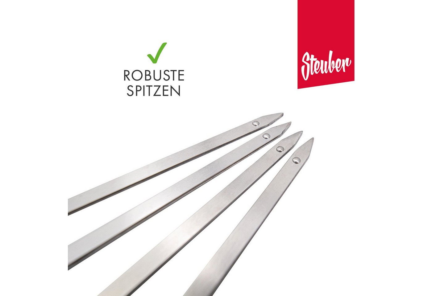 Steuber Grillspieß 4er Set Grillspieße 40 cm Schaschlikspieße mit Schieber (4er Set Grillspieße) – Bild 5 von 5