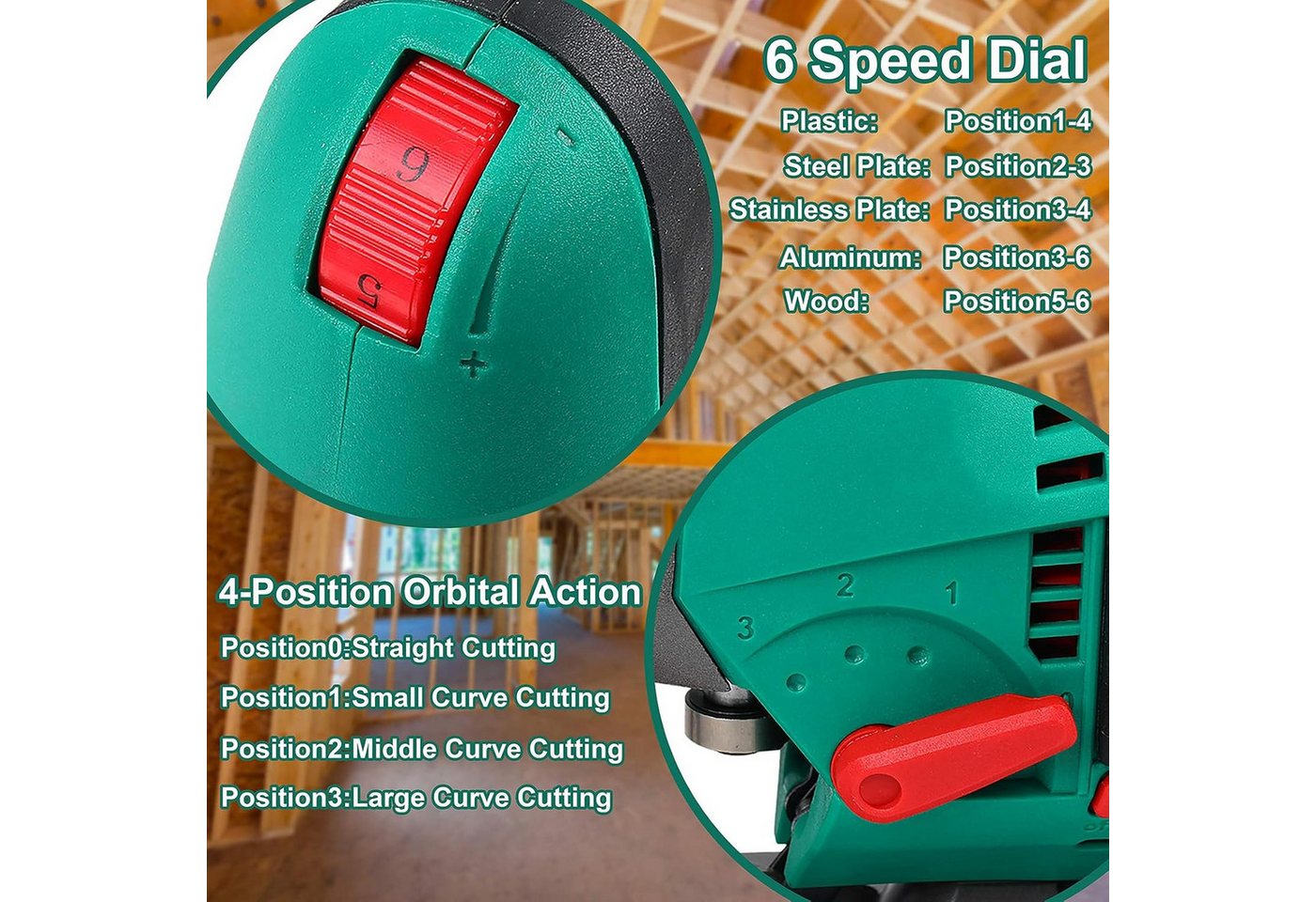 HYCHIKA Stichsäge Hychika Electric Jigsaw,800 W Max Wood Cutting Depth 110 mm – Bild 4 von 5