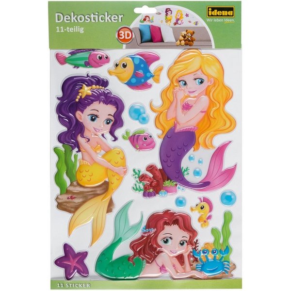 Idena Sticker Idena 31262 - Dekosticker in 3D Optik, Meerjungfrauen und Fische, 11