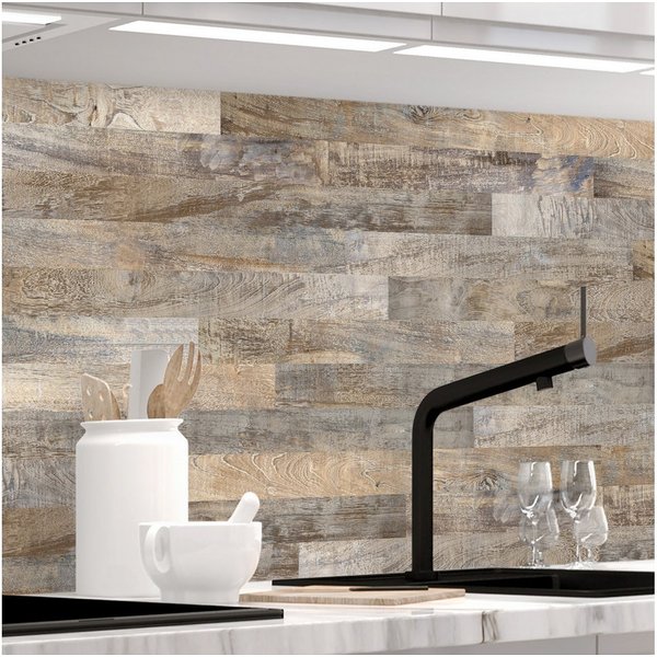 Stickerprofis Küchenrückwand HOLZPLANKEN (Matt-Finish), (Premium), 1,5mm, selbstklebend, hält auf besonders vielen Öberflächen