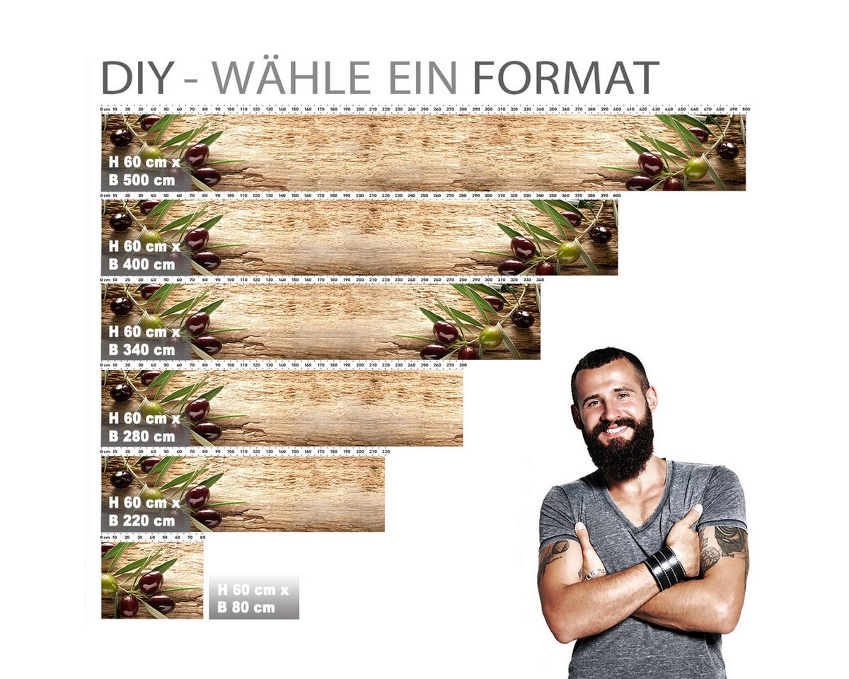 Stickerprofis Küchenrückwand OLIVEN (Glasoptik), (Premium), 1,5mm, selbstklebend, hält auf besonders vielen Öberflächen – Bild 2 von 5