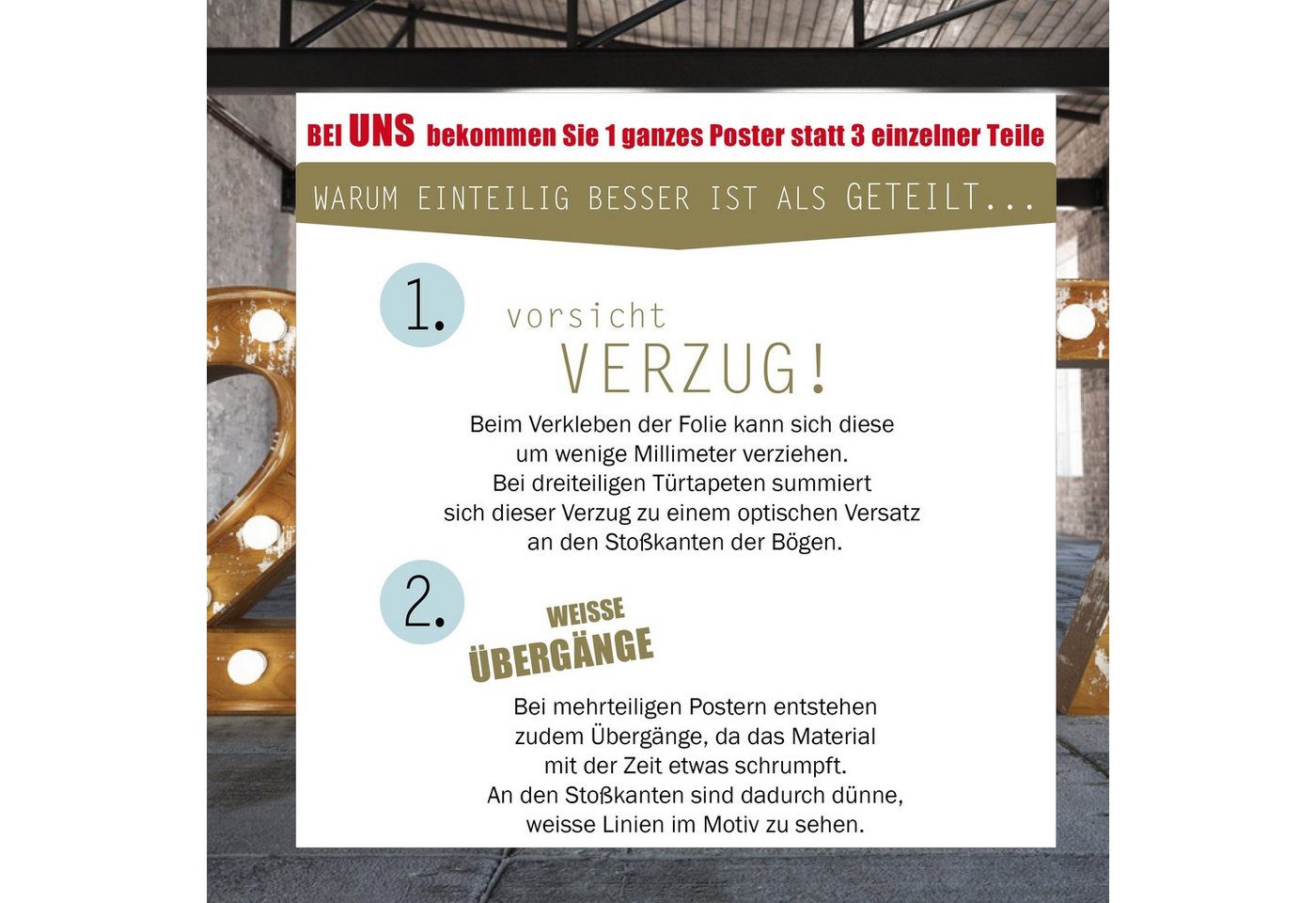Stickerprofis Türtapete PURE WHITE, Premiumklasse, selbstklebend – Bild 2 von 2