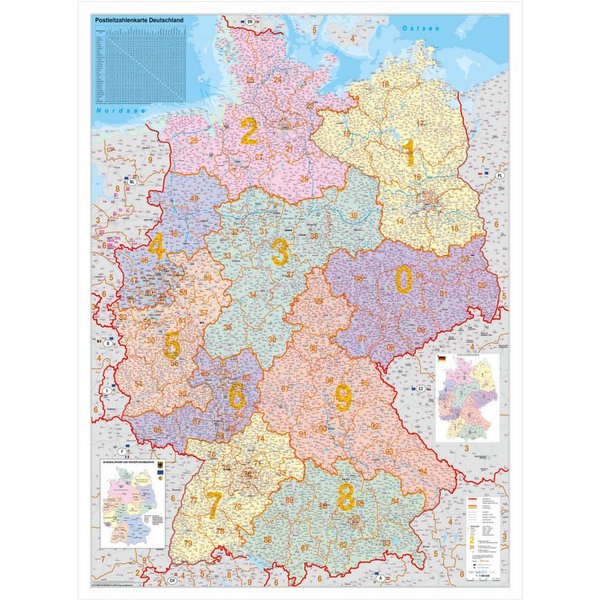 STIEFEL Poster Deutschland Postleitzahlen, 97 x 119 cm