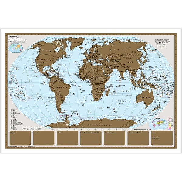 STIEFEL Poster Rubbelkarte/Scratchmap THE WORLD 95x66 cm