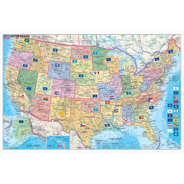 STIEFEL Poster USA Bundesstaaten mit Postleitzahlen, englisch, 95 x 62 cm