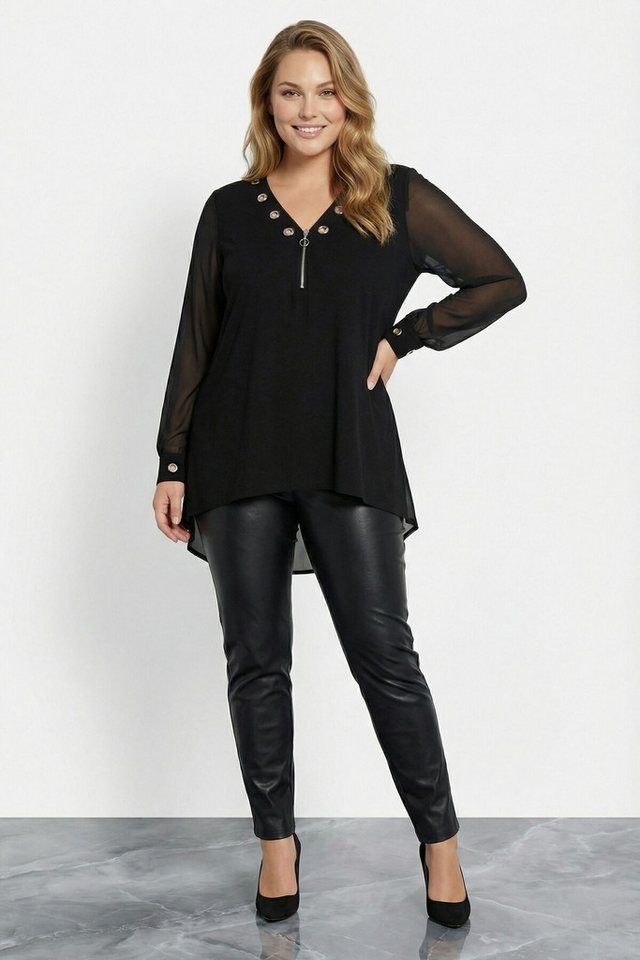 Stil Diva Blusentop Große Größen Schwarze Bluse mit Ärmeln 110880 – Bild 2 von 5