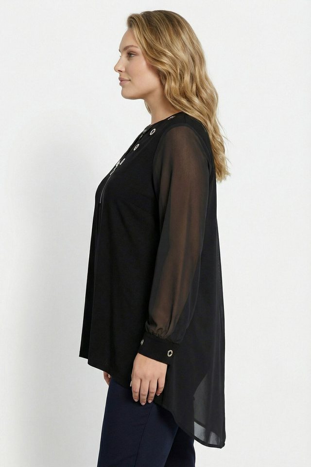 Stil Diva Blusentop Große Größen Schwarze Bluse mit Ärmeln 110880 – Bild 3 von 5