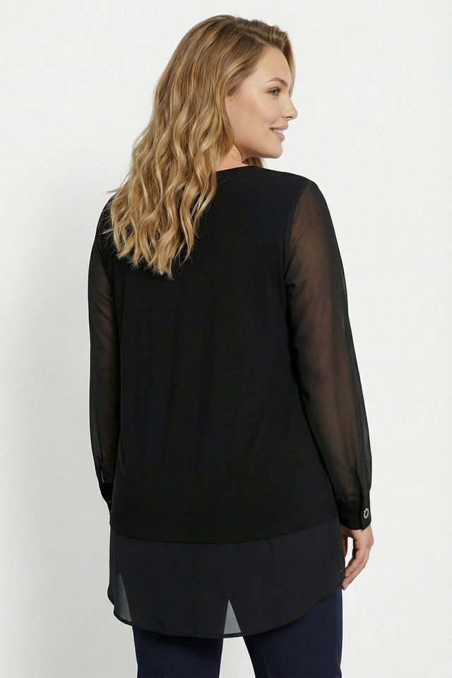 Stil Diva Blusentop Große Größen Schwarze Bluse mit Ärmeln 110880 – Bild 4 von 5