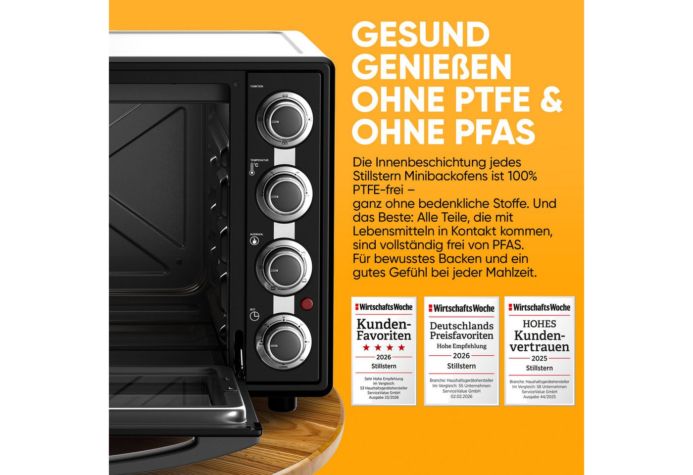 Stillstern Minibackofen MB35-LED 2G (35L) Deutsche Version, Ofenhandschuhe, Rezeptheft, Drehspieß, Timer, Innenbeleuchtung – Bild 2 von 5