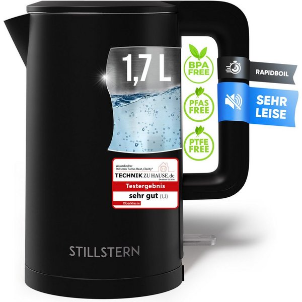Stillstern Wasserkocher Wasserkocher 1,7L, schnelles Aufkochen, doppelwandig, 1.7 l, 2200 W, Anti Fingerprint, 2200W, Leise