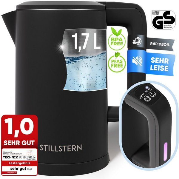 Stillstern Wasserkocher Wasserkocher 1,7L, Schnelles Aufkochen, mit Temperatureinstellung, 1.7 l, 2200 W, 2200W, 12 Std. Warmhaltefunktion, Leise