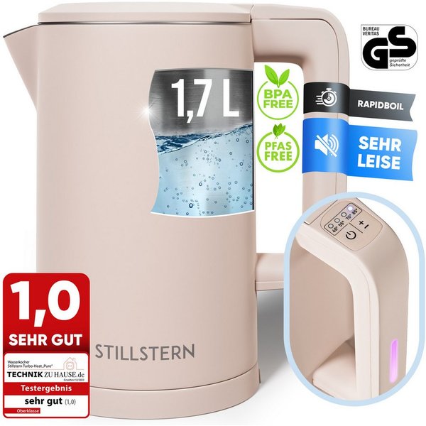 Stillstern Wasserkocher Wasserkocher 1,7L, Schnelles Aufkochen, mit Temperatureinstellung, 1.7 l, 2200 W, 2200W, 12 Std. Warmhaltefunktion, Leise