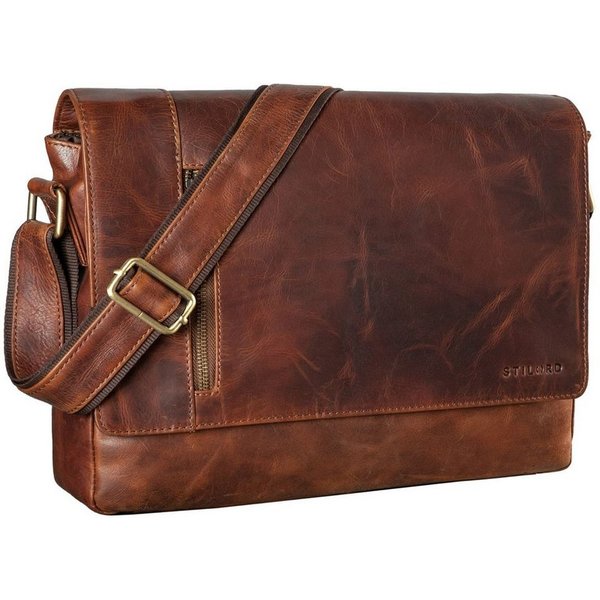 STILORD Schultertasche "Davis" Messenger Bag Leder 13 Zoll Umhängetasche Echtleder