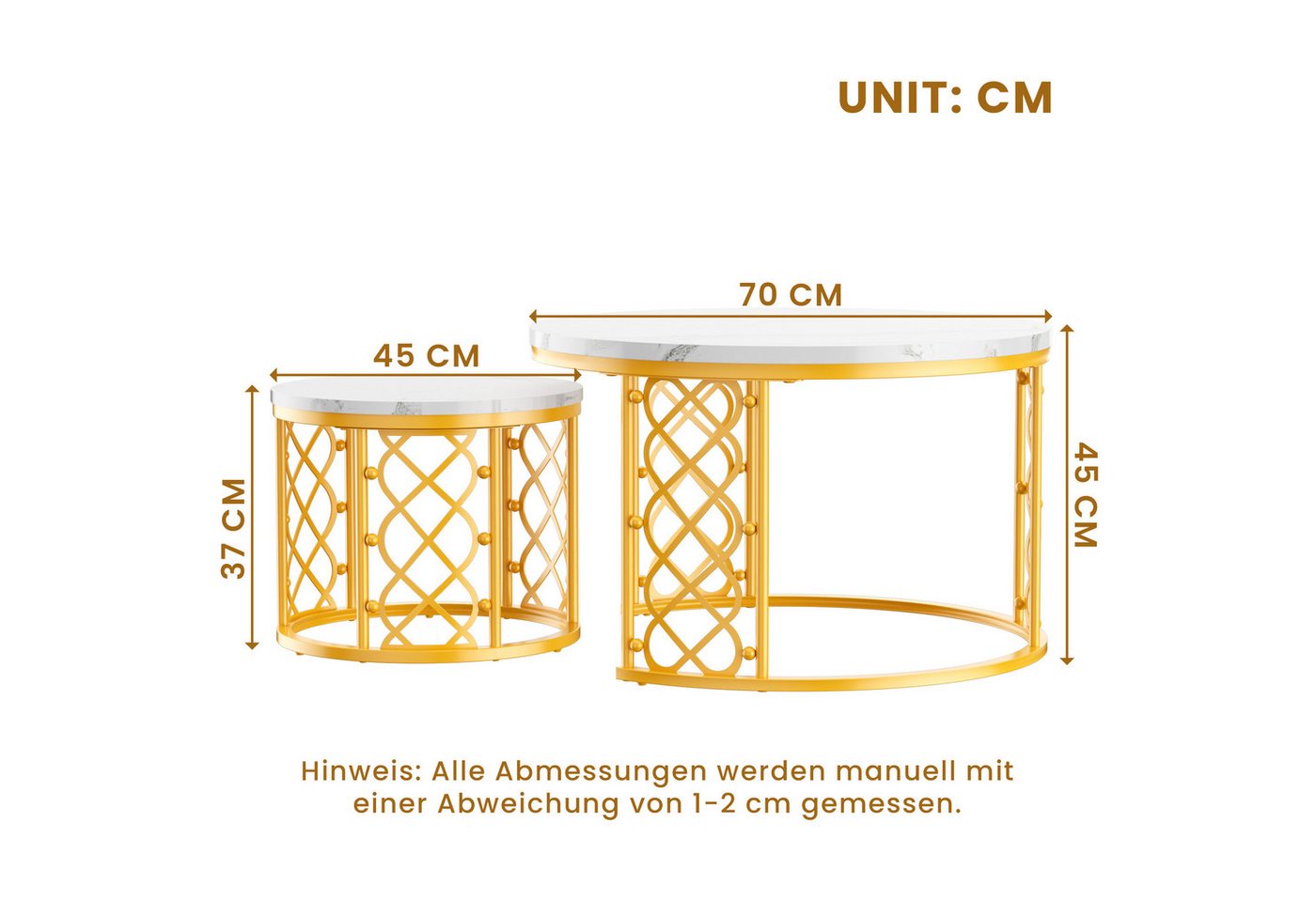 STILVORA Couchtisch Satztisch Wohnzimmertisch in Marmormuster,Herzförmiger Sofatisch – Bild 4 von 5